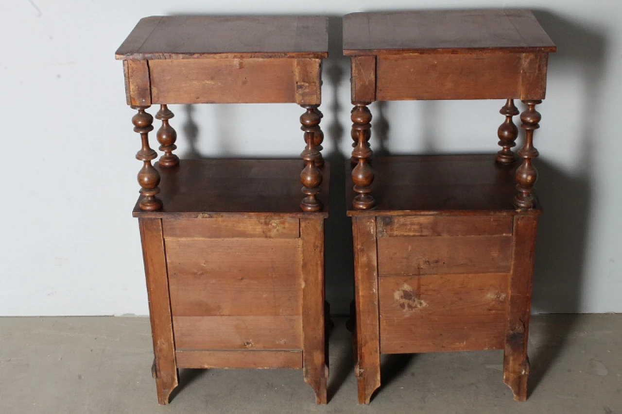 Pair of paneled walnut bedside tables, 19th century 15