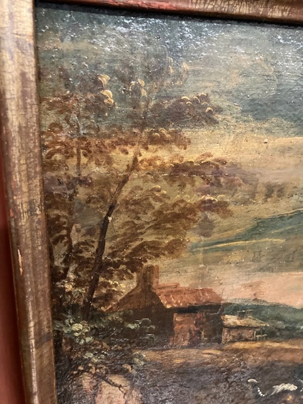 Paesaggio con buoi e contadini, dipinto a olio su tela, '600 3