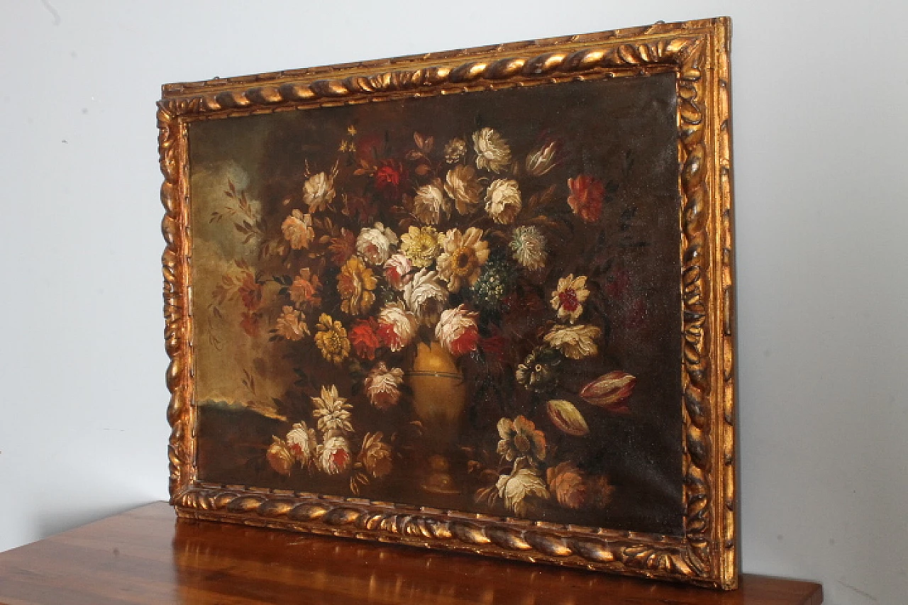 Natura morta con fiori, dipinto a olio su tela, inizio '900 1