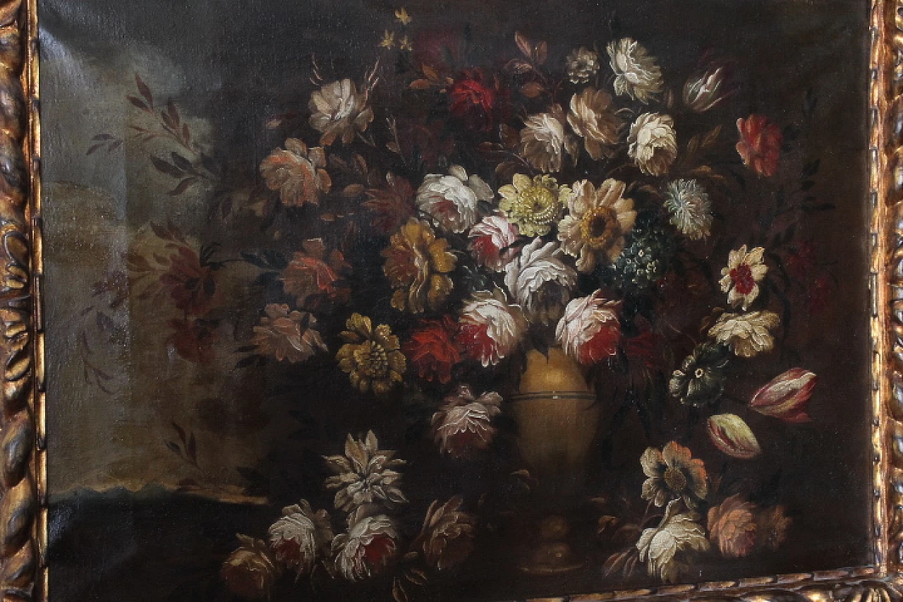 Natura morta con fiori, dipinto a olio su tela, inizio '900 4