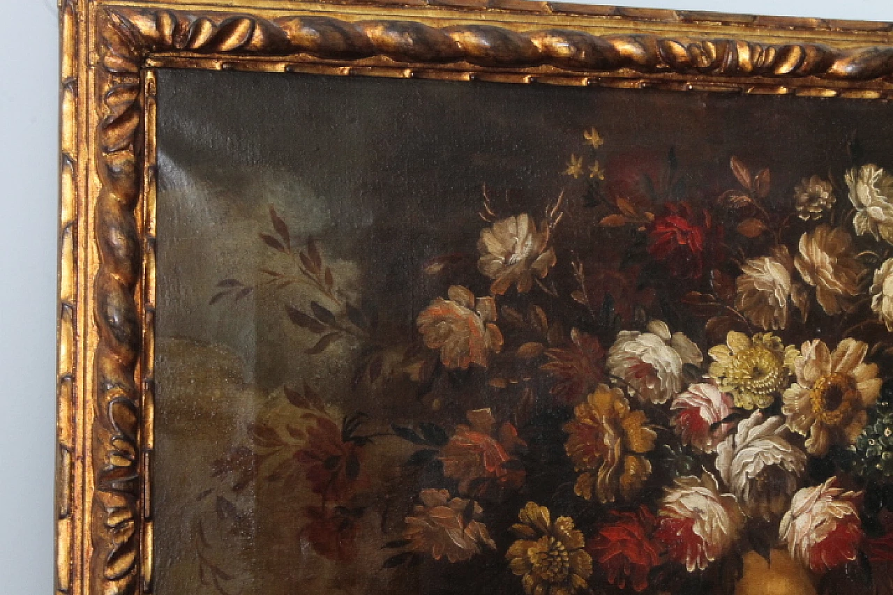 Natura morta con fiori, dipinto a olio su tela, inizio '900 5