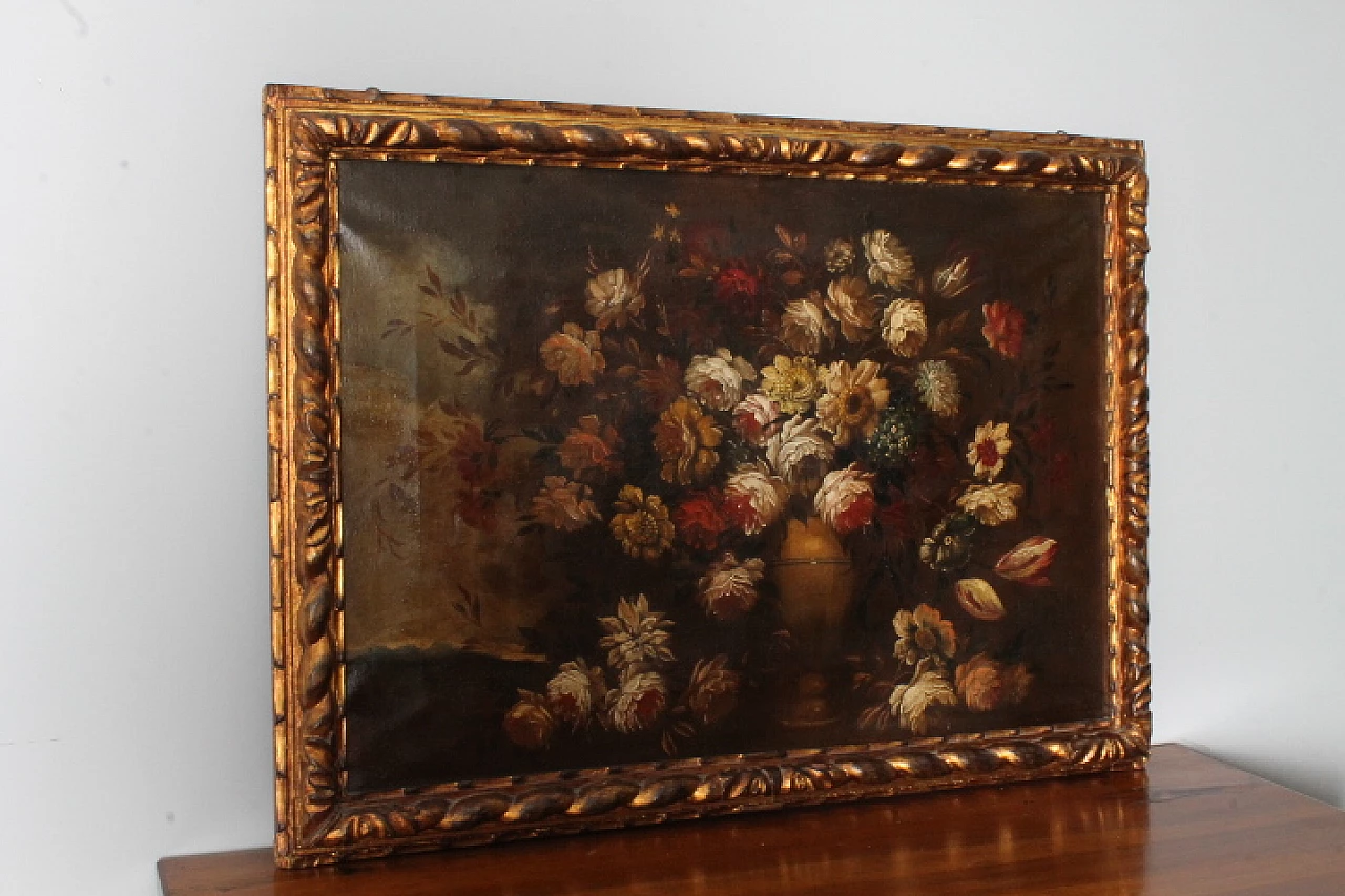 Natura morta con fiori, dipinto a olio su tela, inizio '900 9