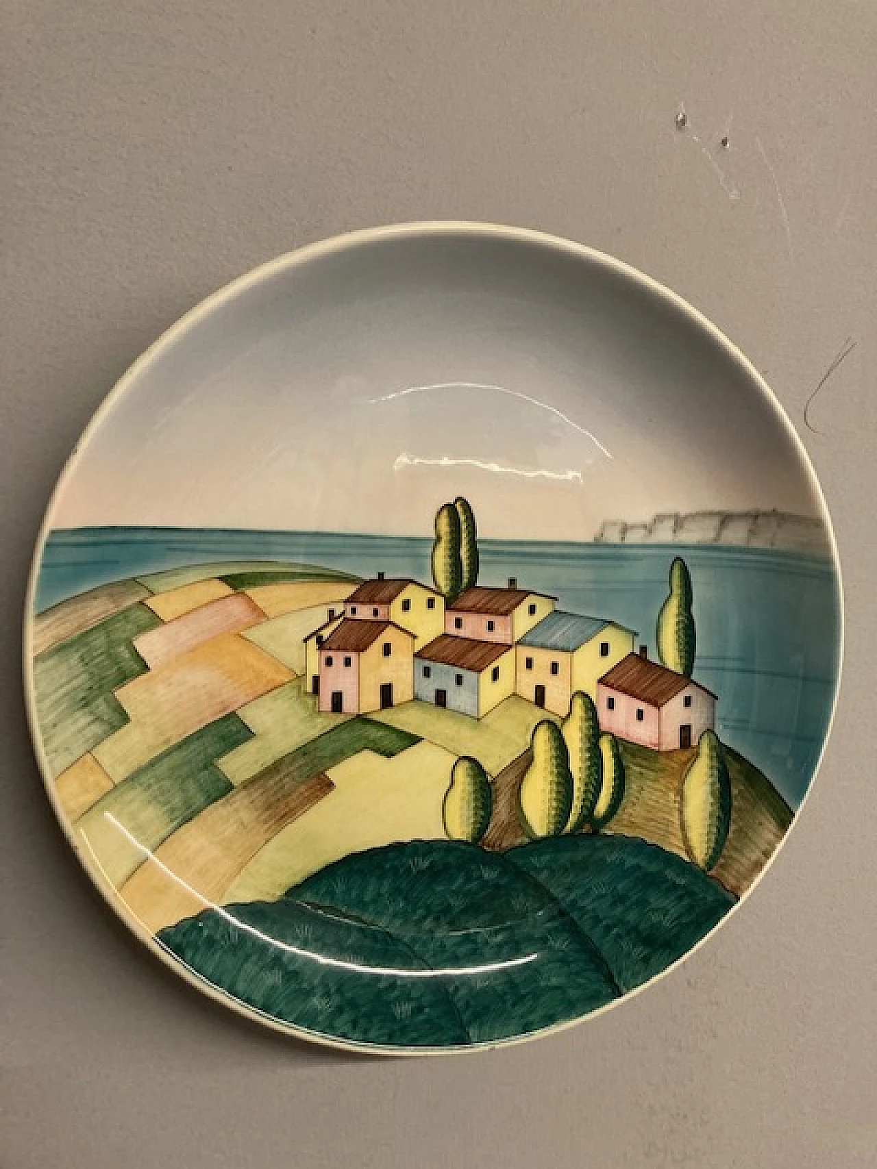 Futurist ceramic plate by CIA Torino, 1930s 1