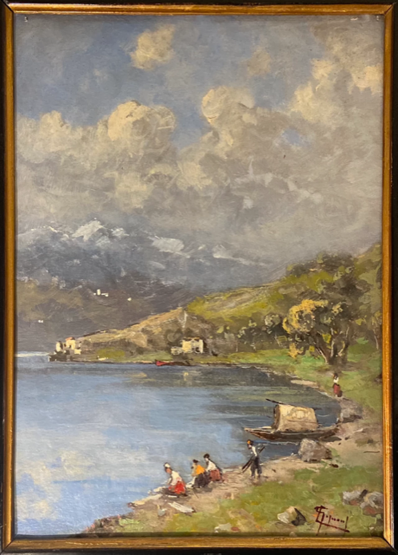 L. Gignous, paesaggio, dipinto a olio su tavola, inizio '900 1