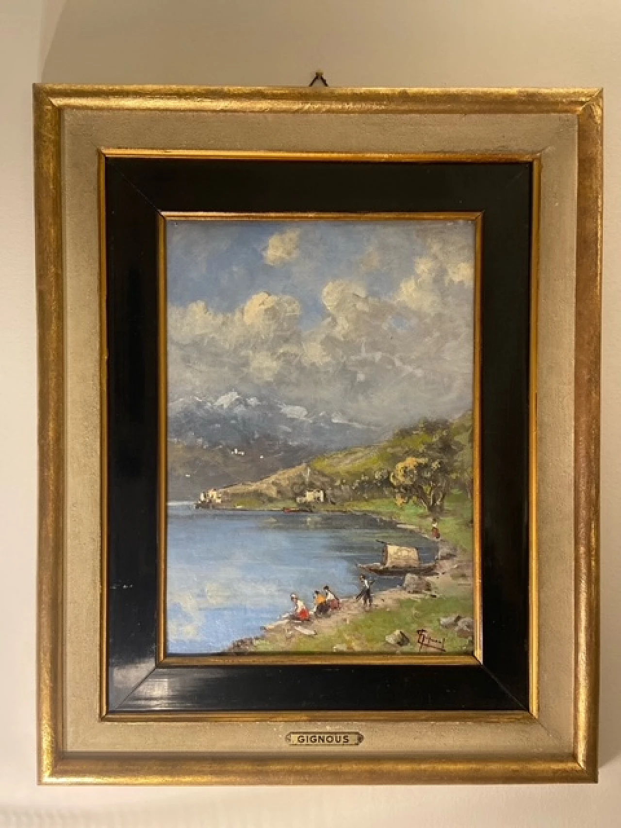 L. Gignous, paesaggio, dipinto a olio su tavola, inizio '900 2