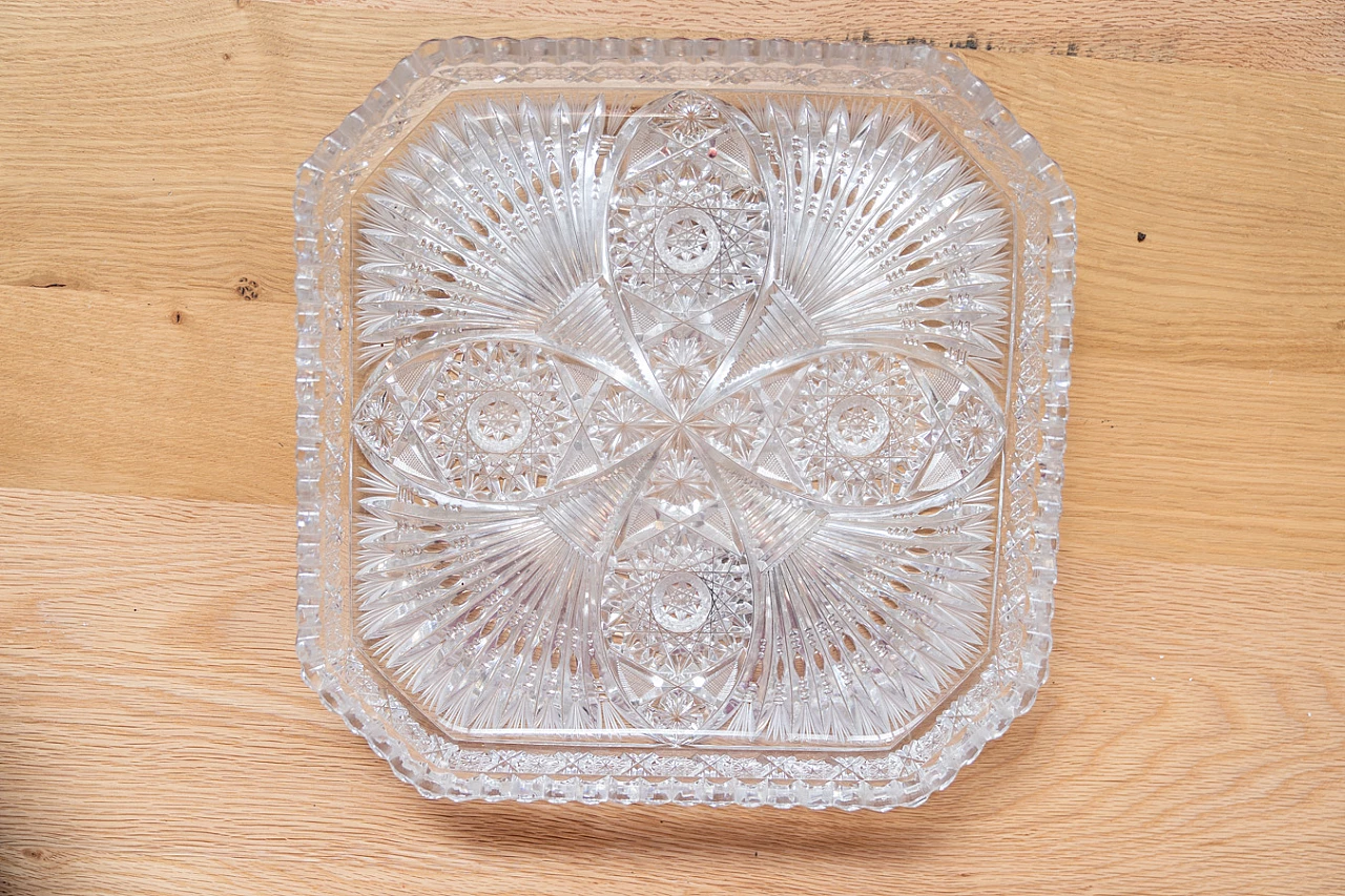 Square Bohemia crystal tray, 1960s 2