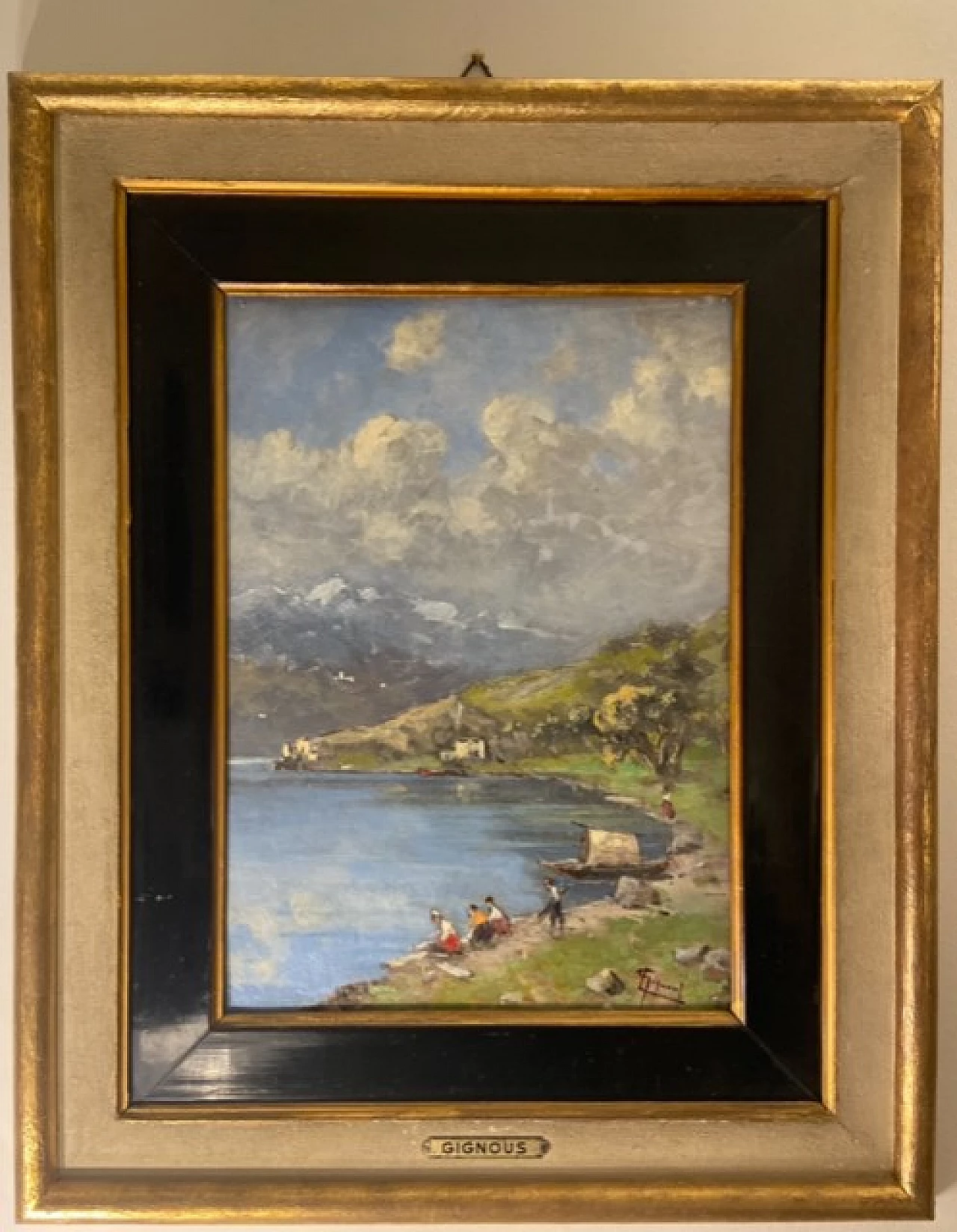 L. Gignous, paesaggio, dipinto a olio su tavola, inizio '900 3