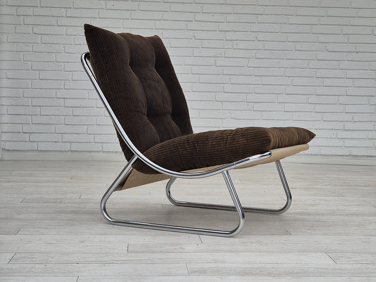 Steel, canvas and velvet Sling armchair by Peter Hoyte, 1970s 1