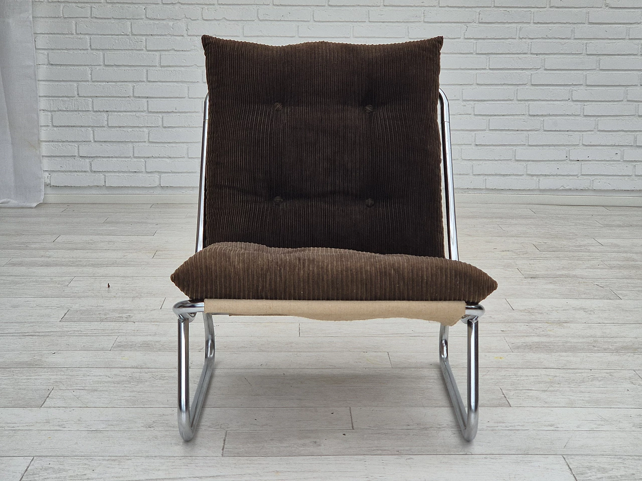 Steel, canvas and velvet Sling armchair by Peter Hoyte, 1970s 2