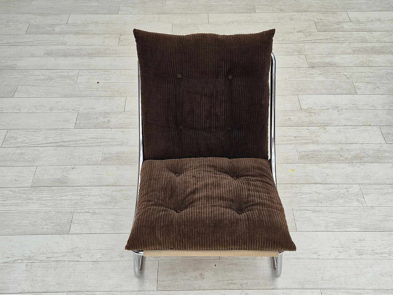 Steel, canvas and velvet Sling armchair by Peter Hoyte, 1970s 3