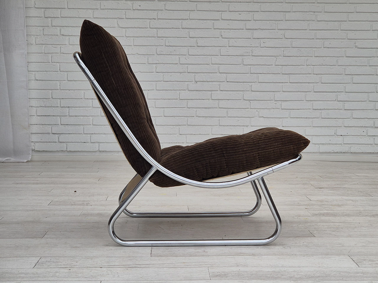 Steel, canvas and velvet Sling armchair by Peter Hoyte, 1970s 4