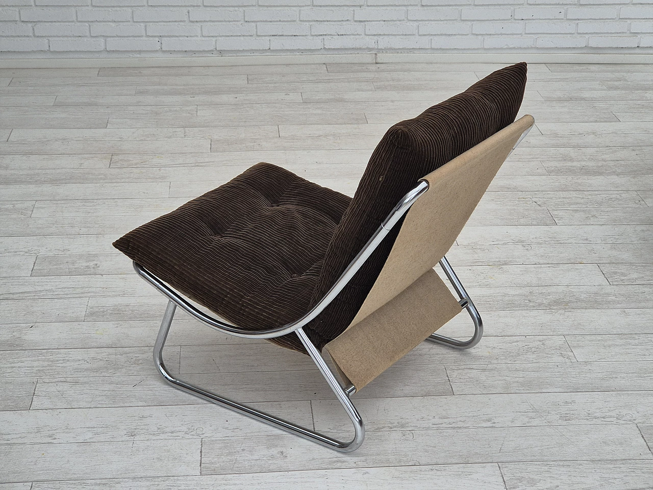 Steel, canvas and velvet Sling armchair by Peter Hoyte, 1970s 9