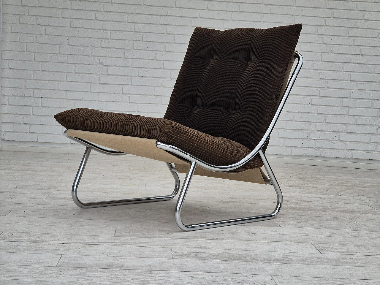 Steel, canvas and velvet Sling armchair by Peter Hoyte, 1970s 10