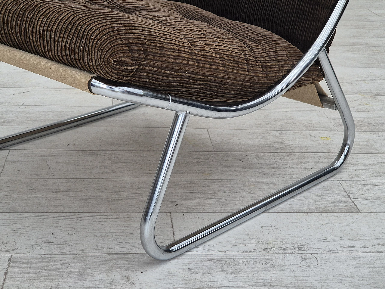 Steel, canvas and velvet Sling armchair by Peter Hoyte, 1970s 11