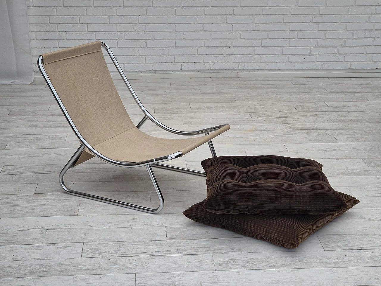 Steel, canvas and velvet Sling armchair by Peter Hoyte, 1970s 14