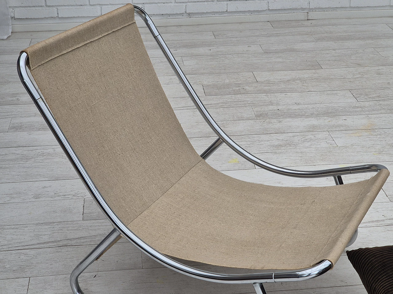 Steel, canvas and velvet Sling armchair by Peter Hoyte, 1970s 15
