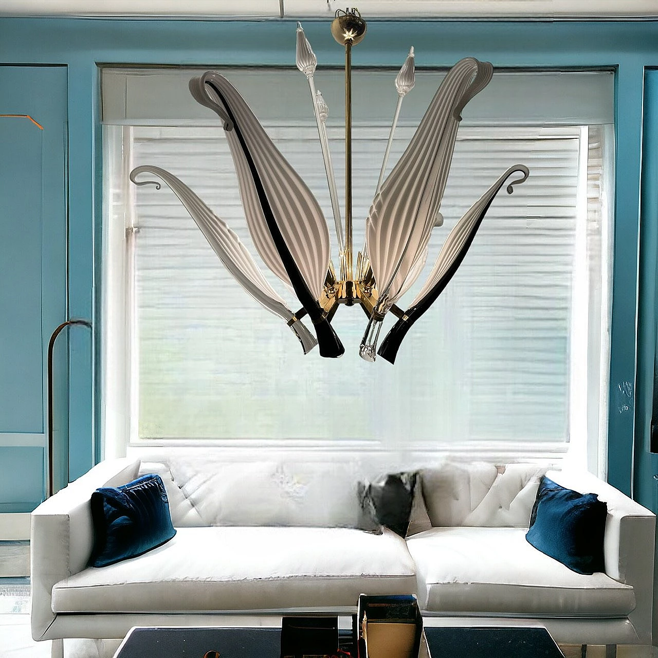 Lampadario in vetro di Murano di Franco Luce per Seguso, anni '60 2