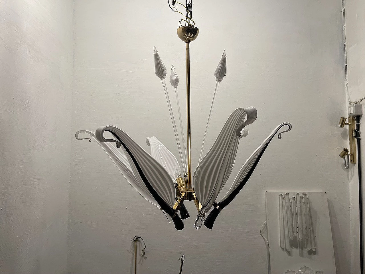 Lampadario in vetro di Murano di Franco Luce per Seguso, anni '60 4