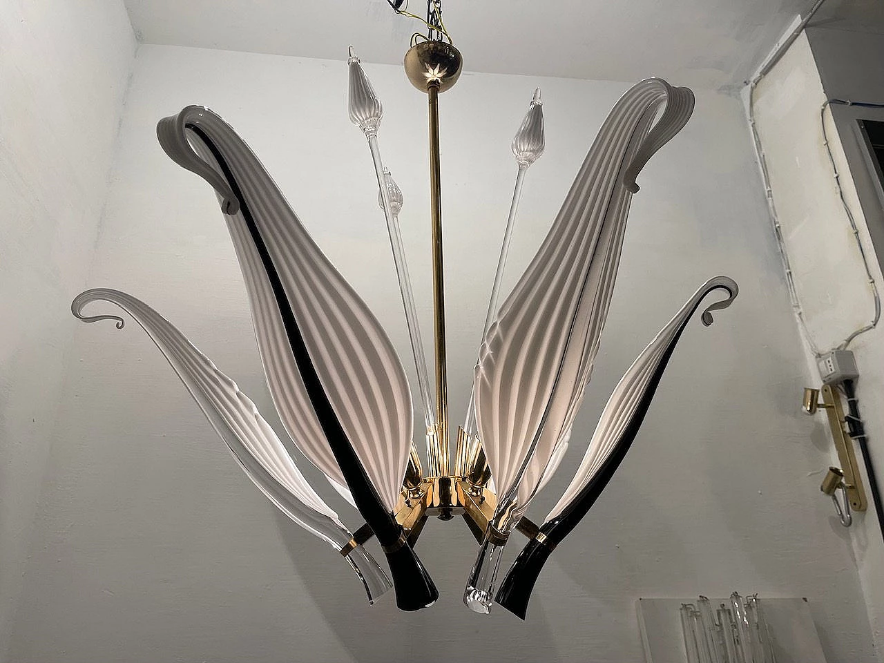 Lampadario in vetro di Murano di Franco Luce per Seguso, anni '60 10