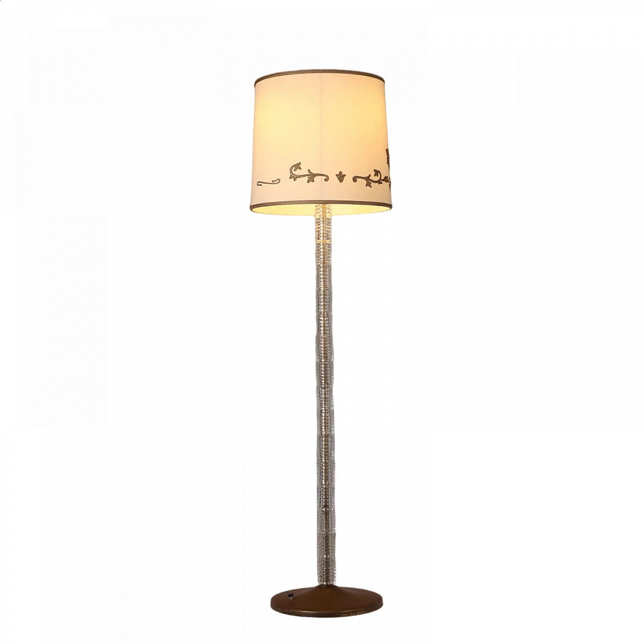 Floor Lamp in blown glass and brass, 1940s 10