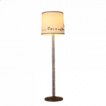 Floor Lamp in blown glass and brass, 1940s