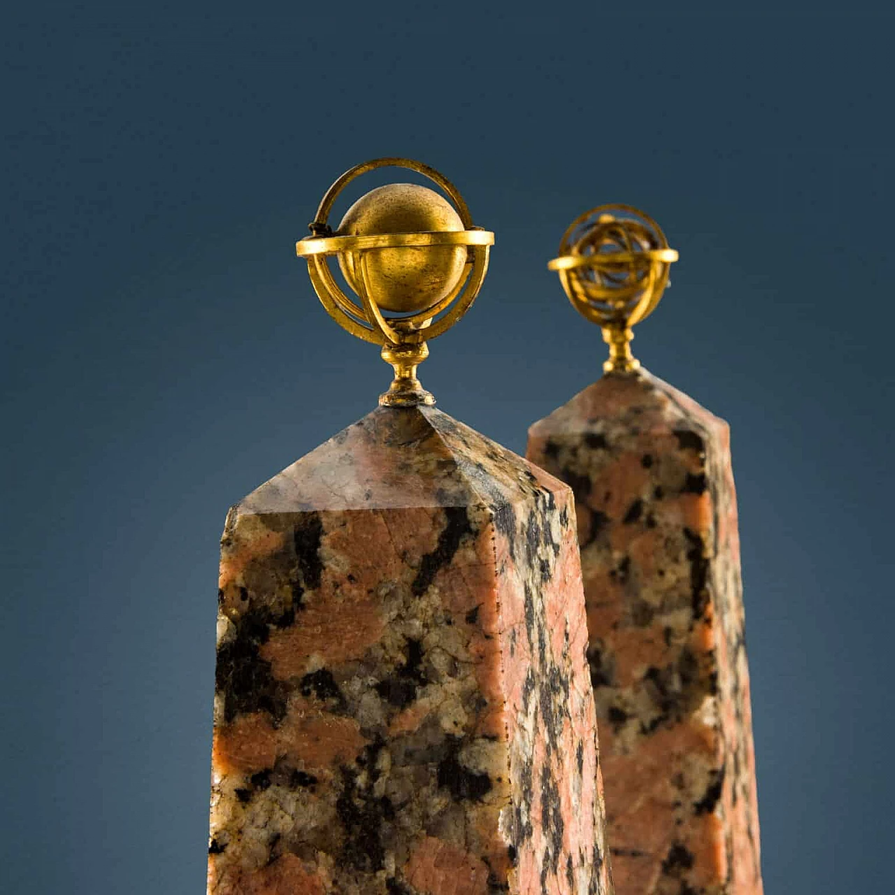 Pair of red granite and giallo di Siena marble obelisks, 19th century 5