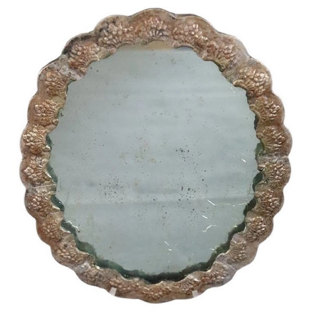 Silver metal purse mirror, 19th century 1