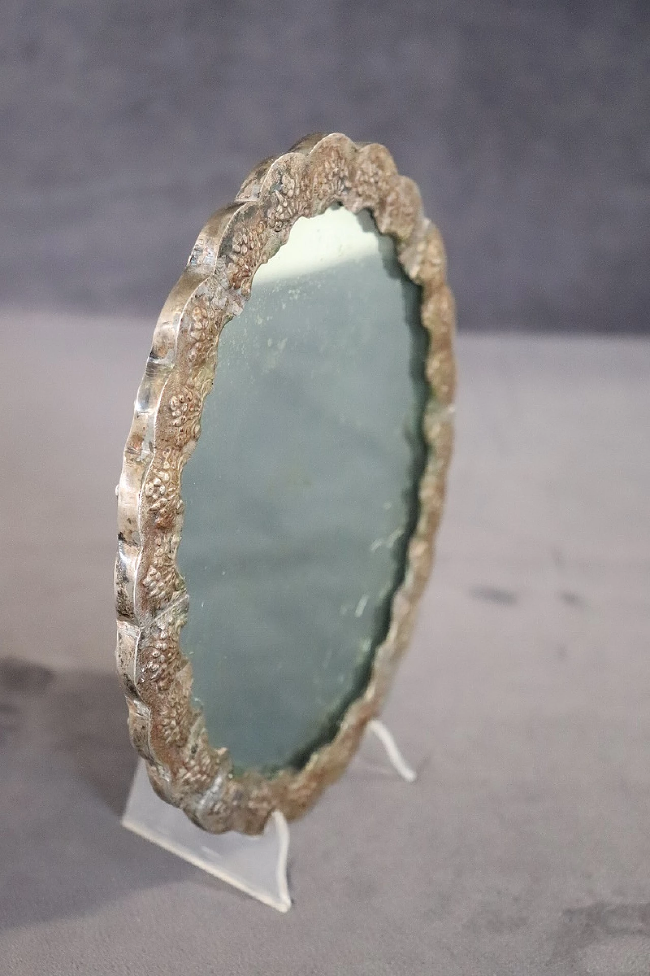 Silver metal purse mirror, 19th century 5