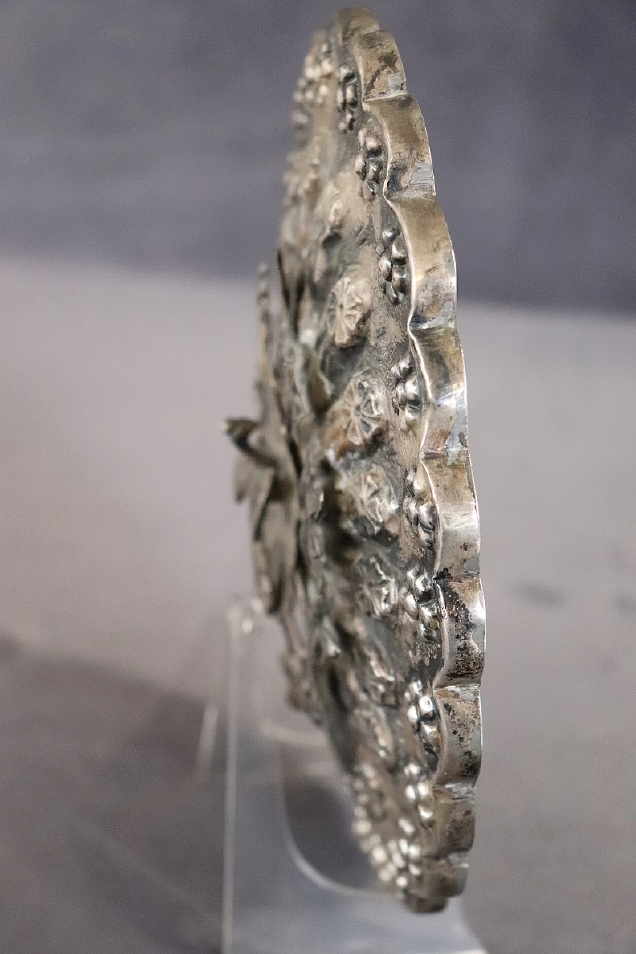 Specchio da borsetta in metallo argentato, '800 6