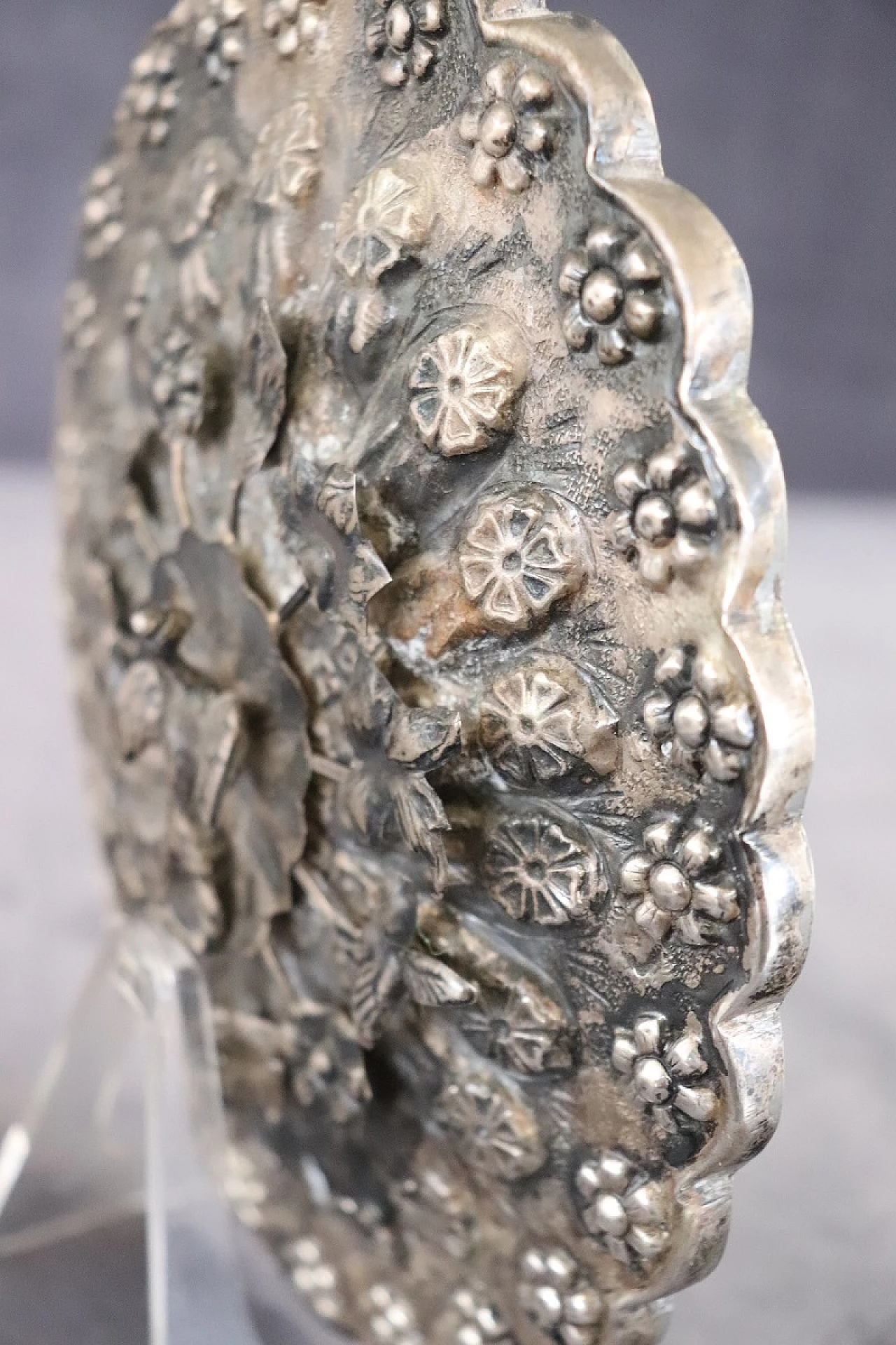 Specchio da borsetta in metallo argentato, '800 7