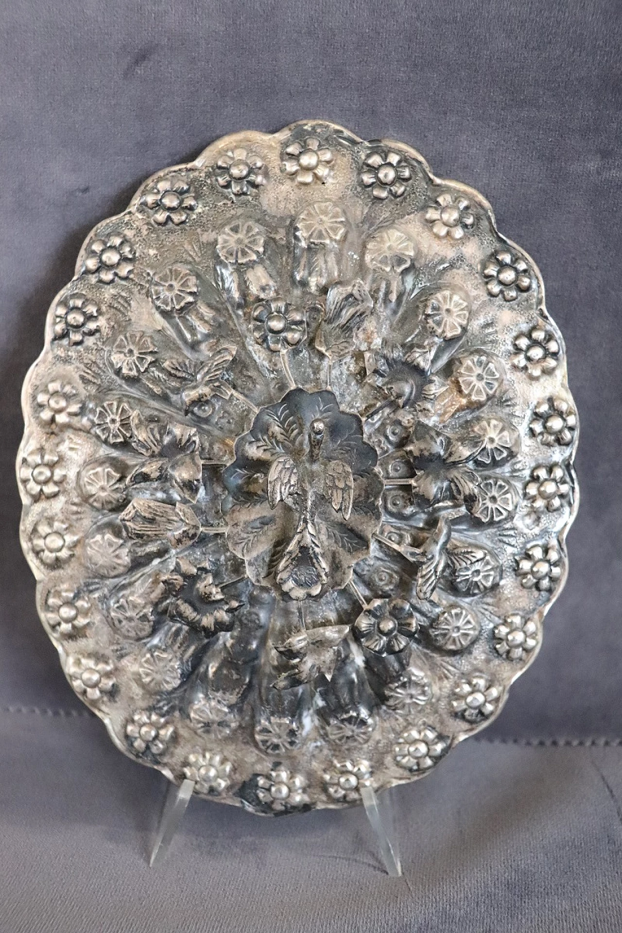 Silver metal purse mirror, 19th century 9