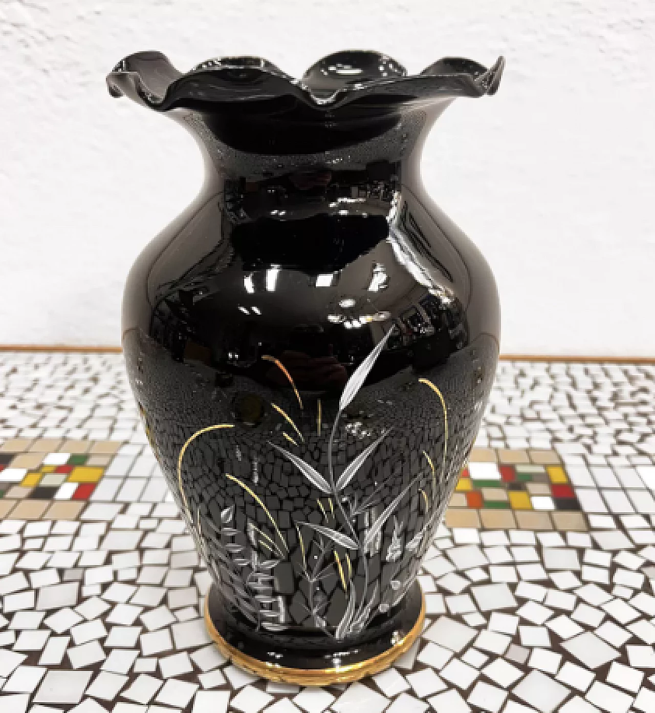 Hyalite glass vase by Grossenhein, 1960s 4