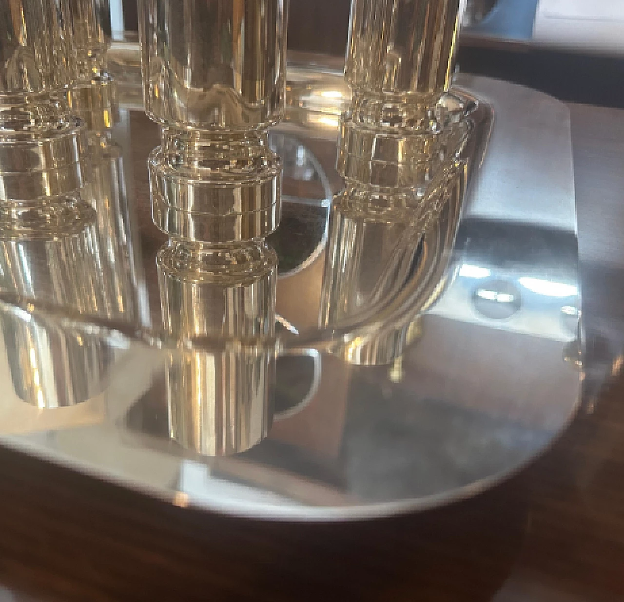 6 Champagne flutes and tray by Disatron Silver, 1980s 4
