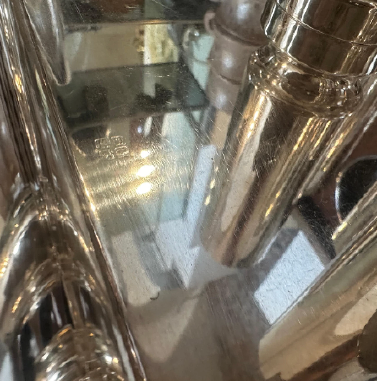 6 Champagne flutes and tray by Disatron Silver, 1980s 8