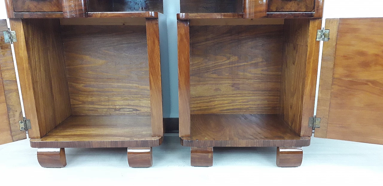 Pair of Art Deco wood and black crystal bedside tables, 1935 16