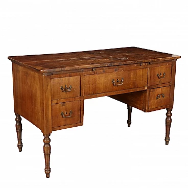 Desk in walnut with 5 drawers and fir interior, 19th century