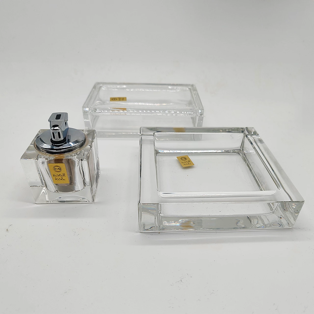 Lighter, ashtray and box by Kristall Krisla, 1970s 1
