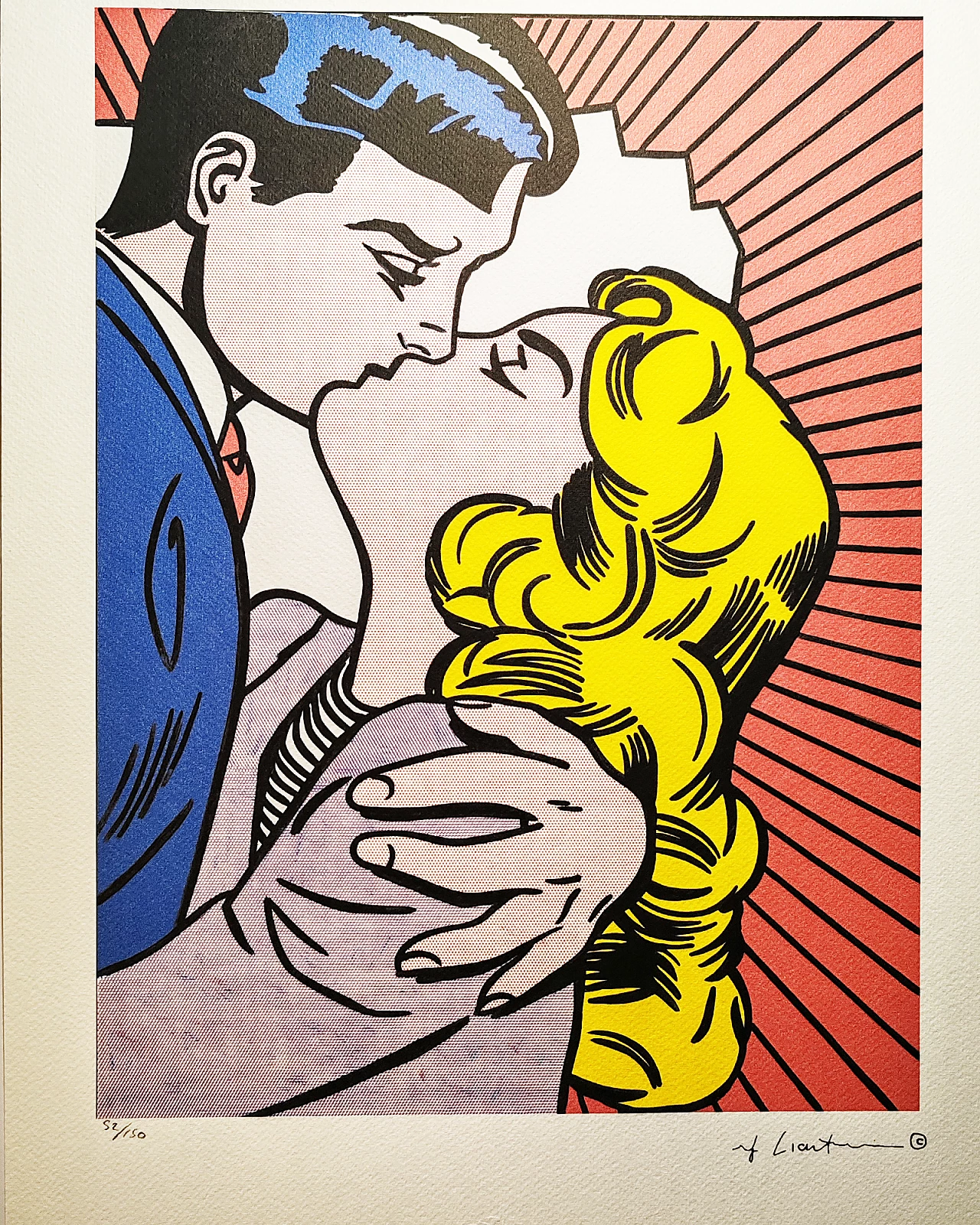 Roy Lichtenstein, bacio, litografia, anni '80 1