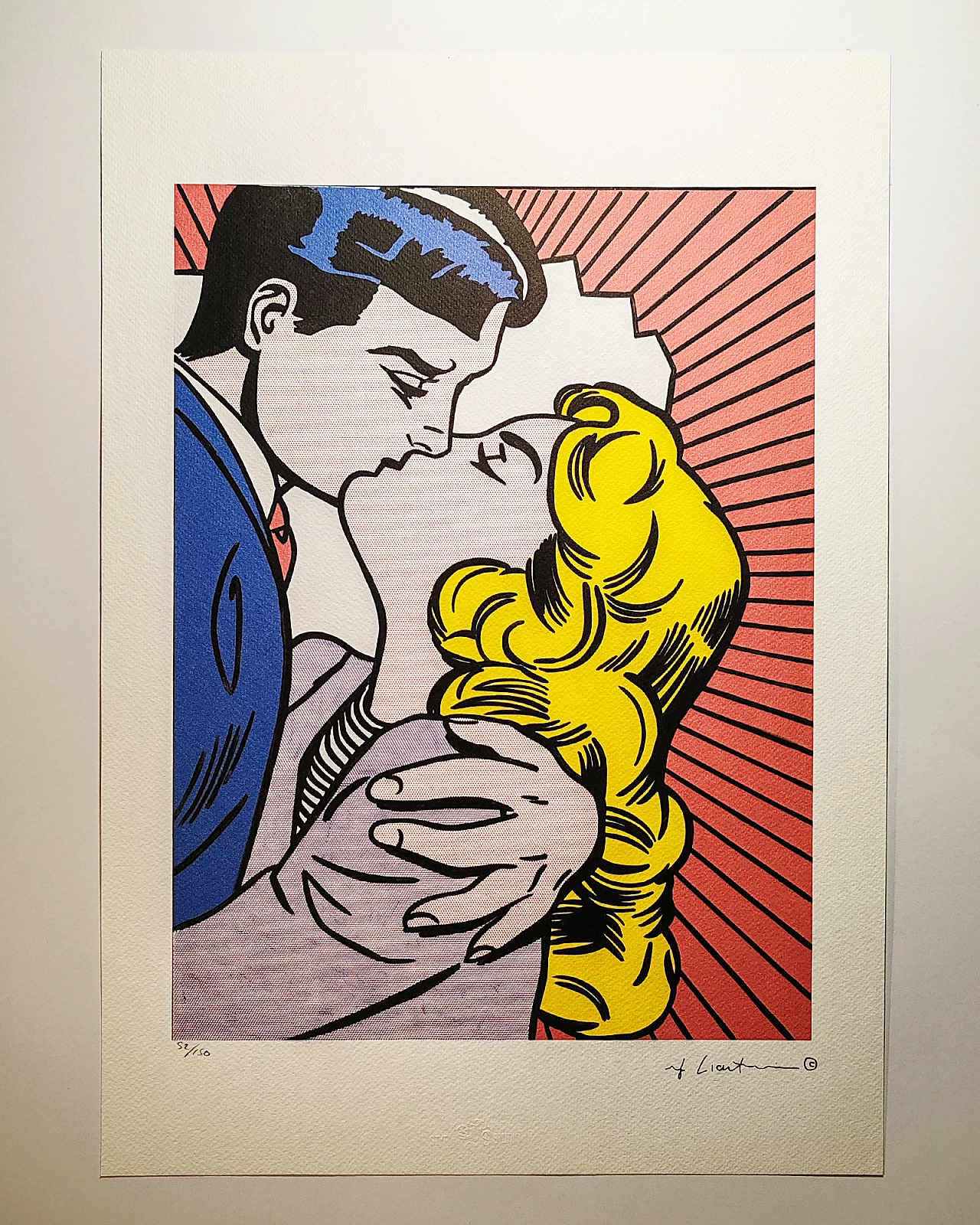 Roy Lichtenstein, bacio, litografia, anni '80 2