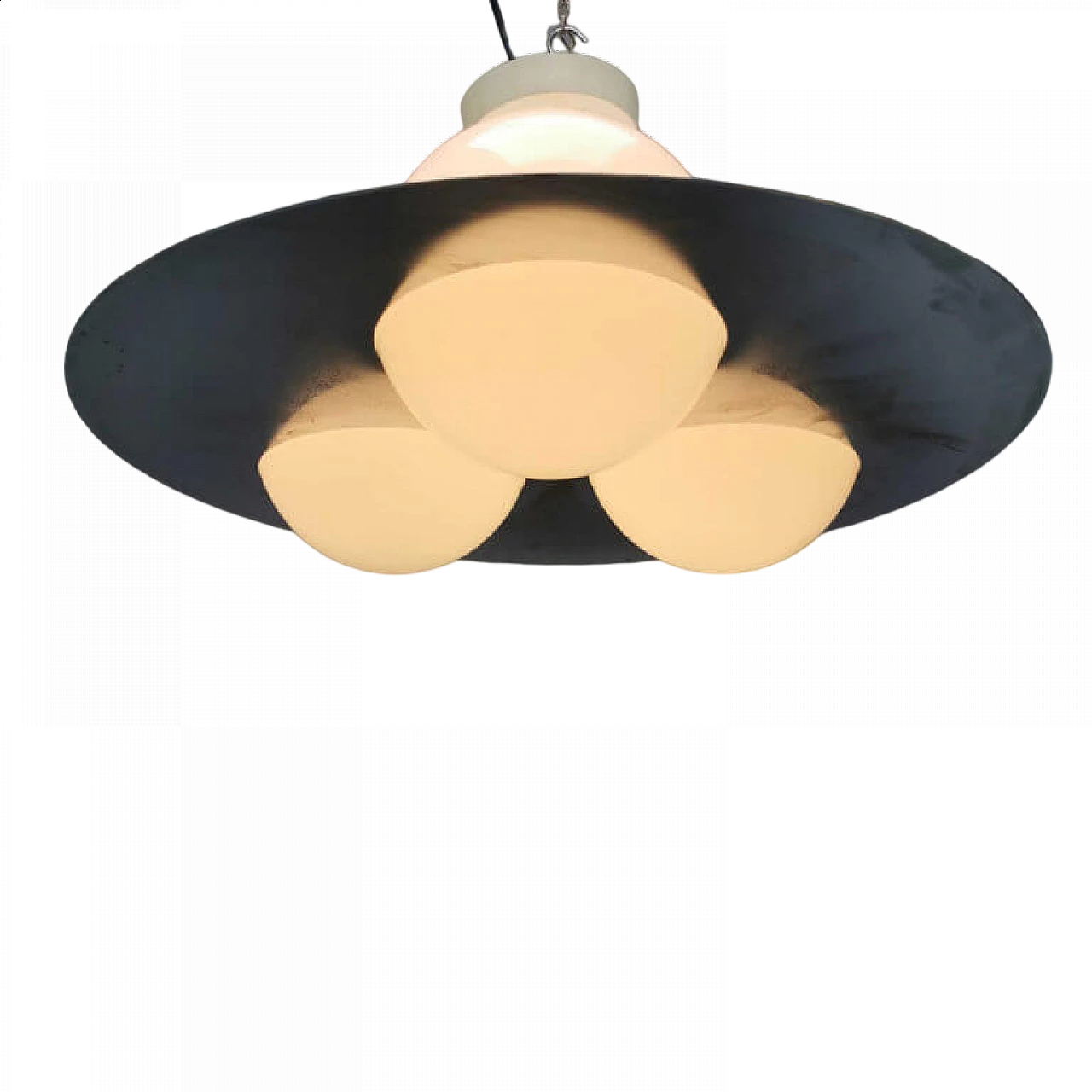 Lampadario Space Age in metallo e vetro, anni '60 5