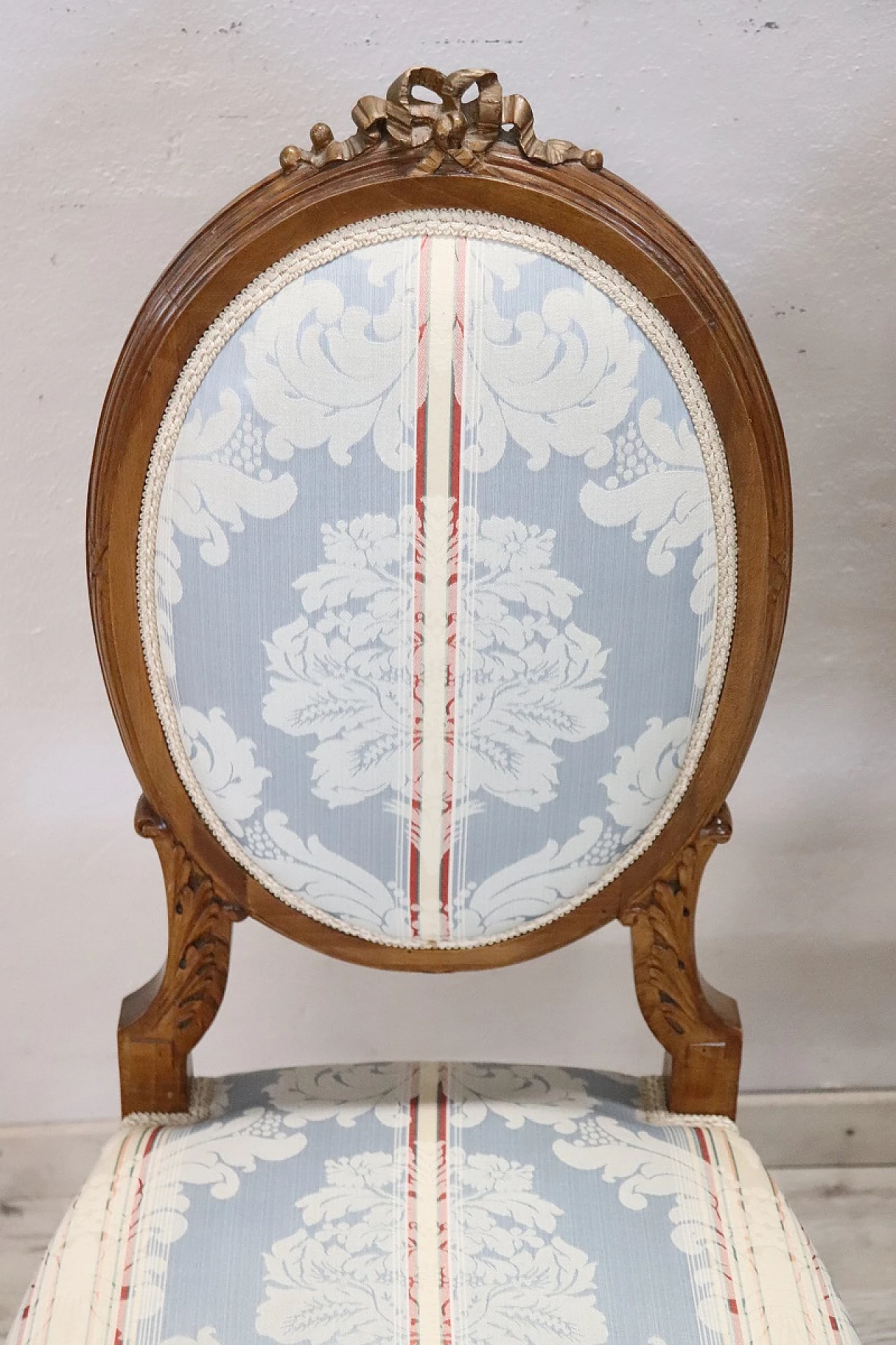 Pair of Louis XVI style beech and fabric chairs, early 20th century 3