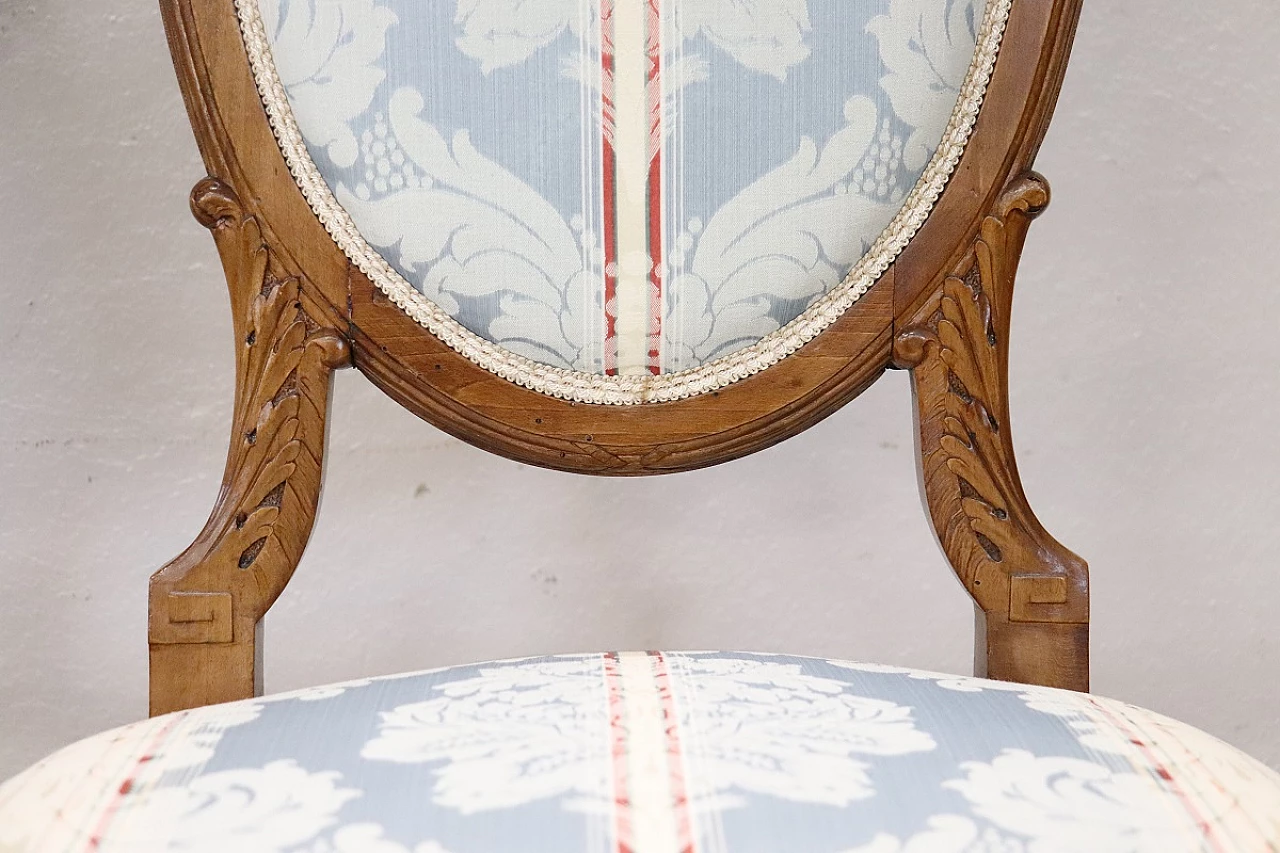 Coppia di sedie stile Luigi XVI in faggio e tessuto, inizio '900 8