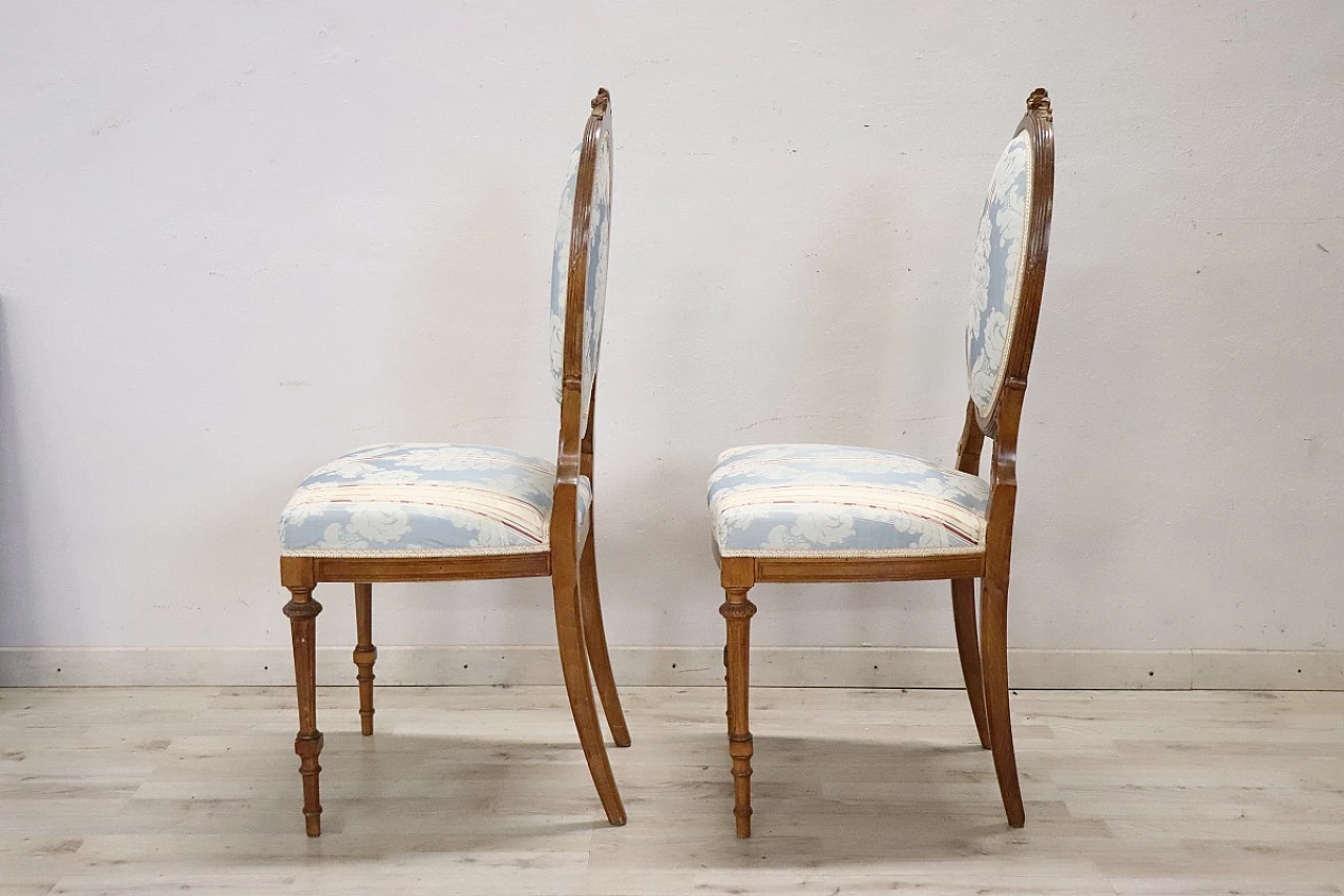 Pair of Louis XVI style beech and fabric chairs, early 20th century 11