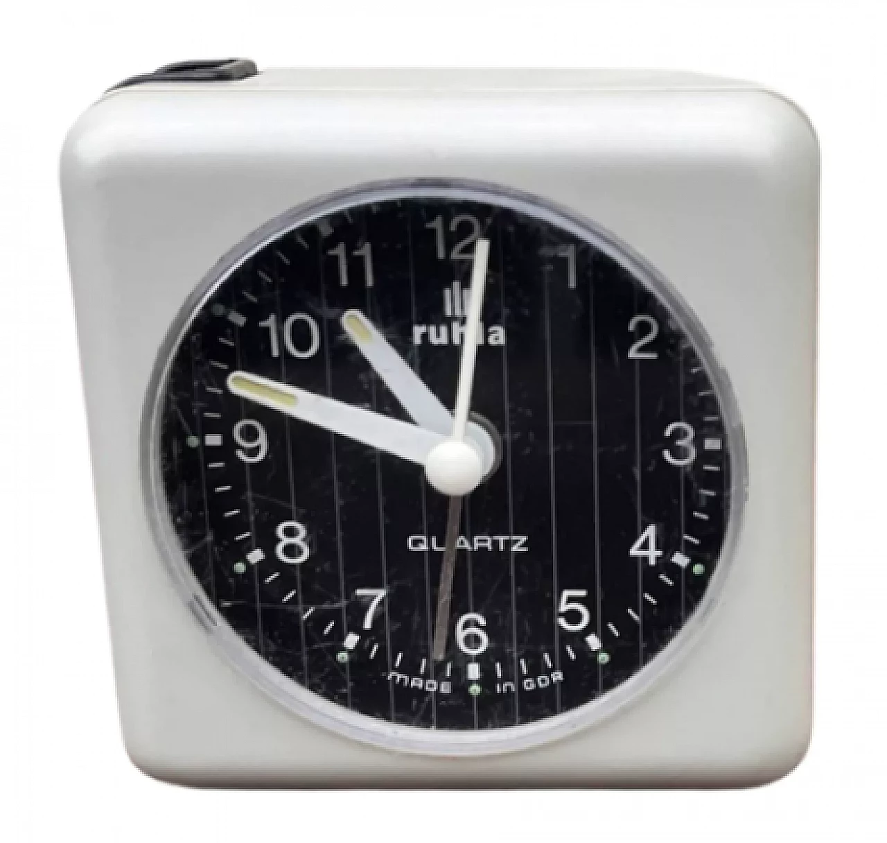Gray plastic Ruhla alarm clock, 1980s 10