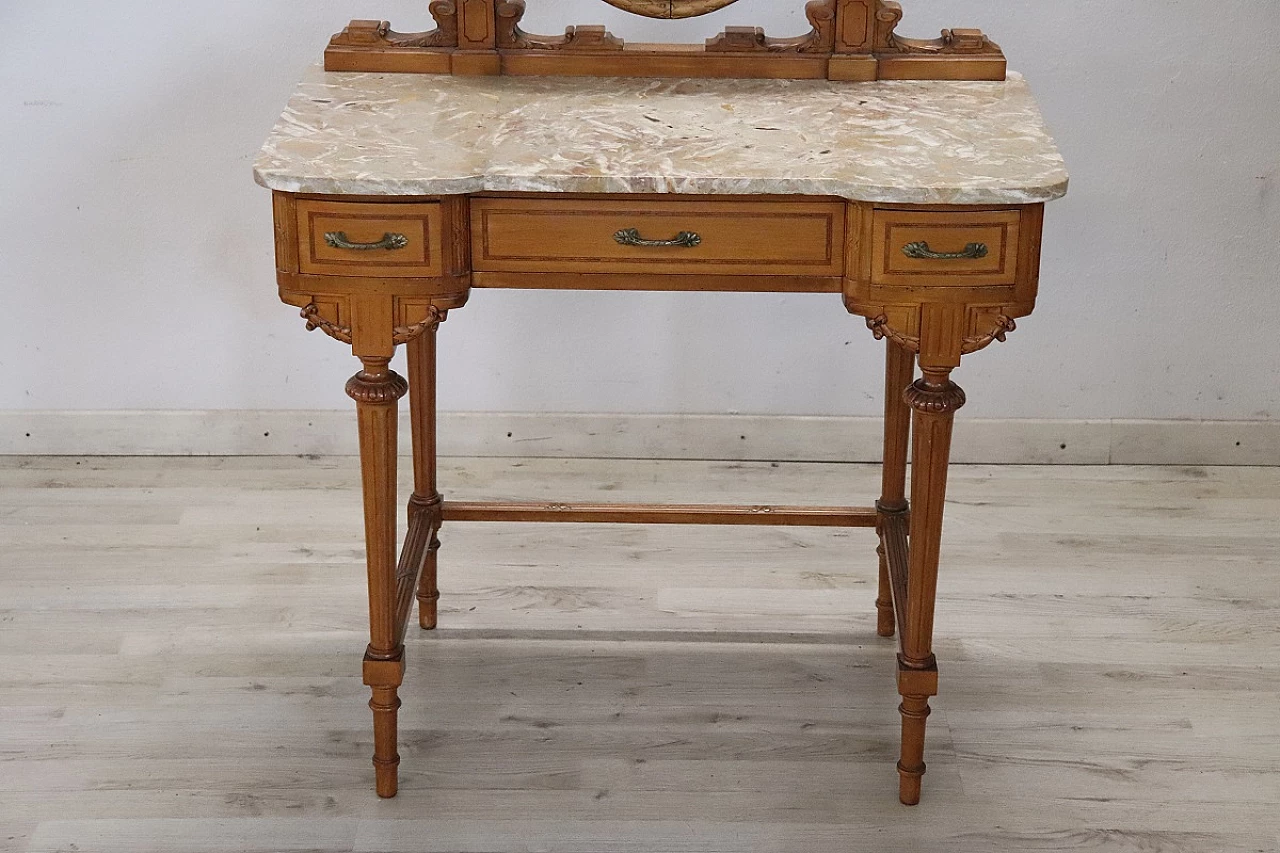 Cherry and marble vanity table with stool, early 20th century 2