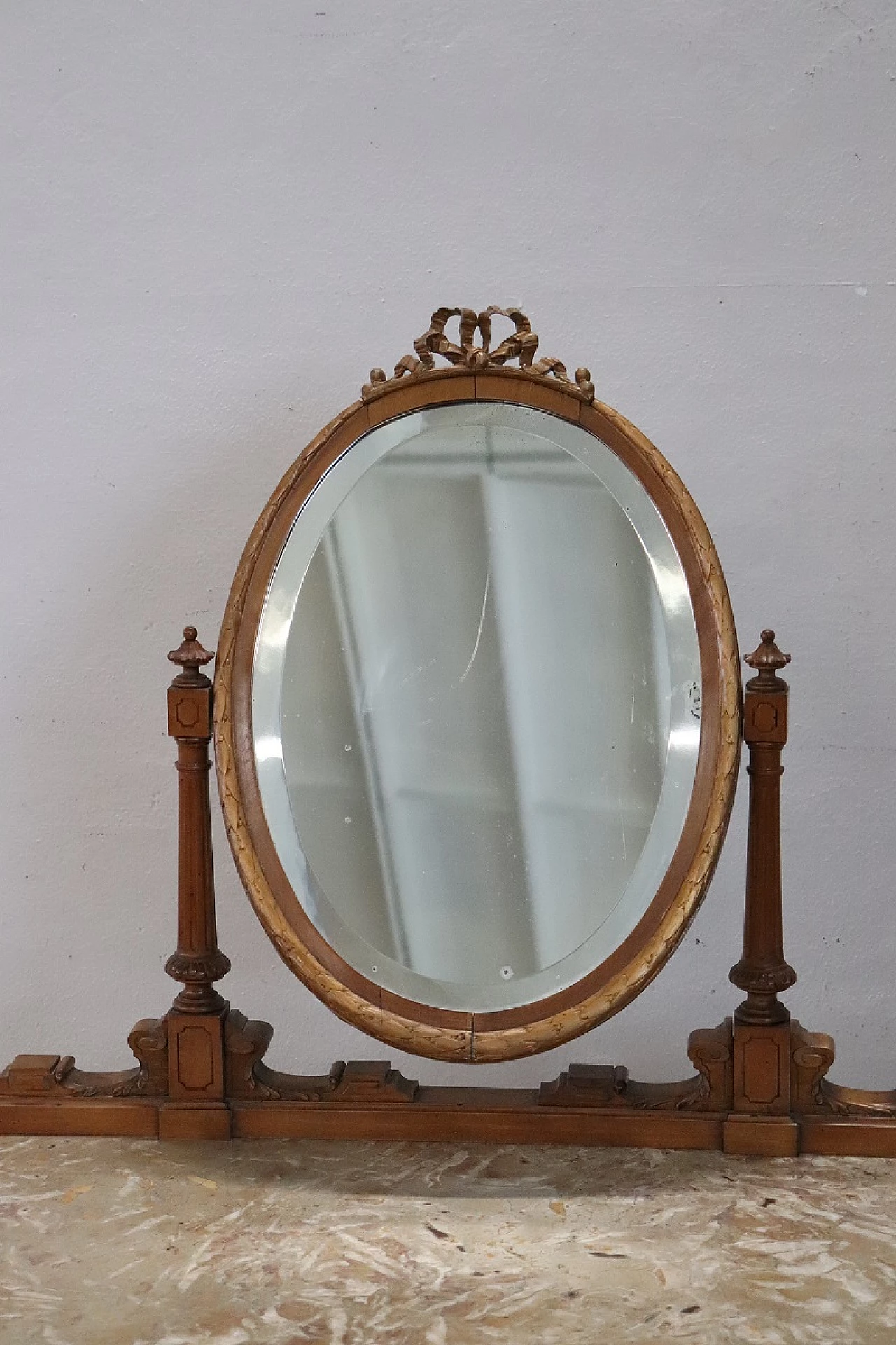 Cherry and marble vanity table with stool, early 20th century 3