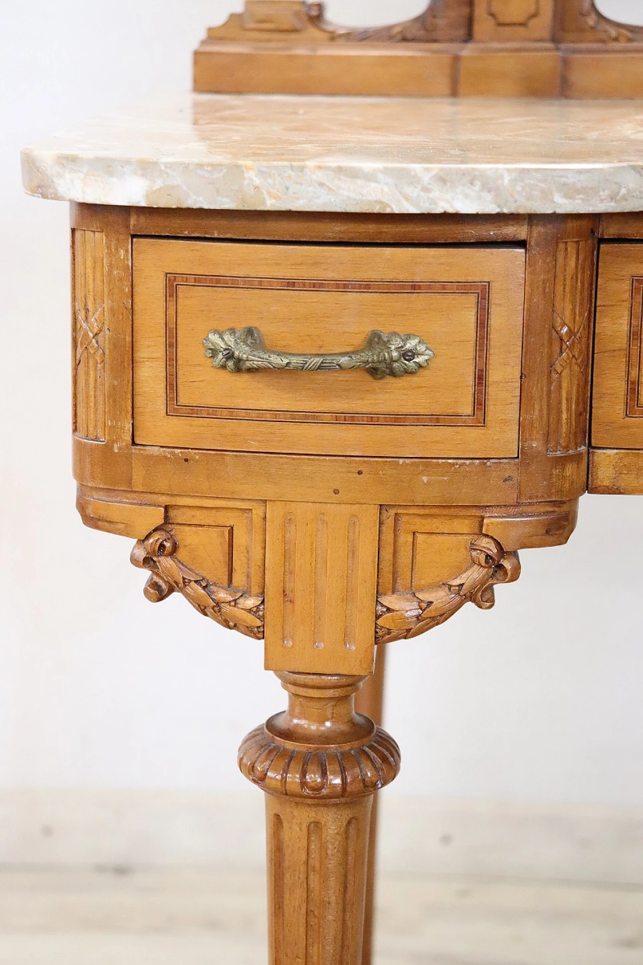 Cherry and marble vanity table with stool, early 20th century 5