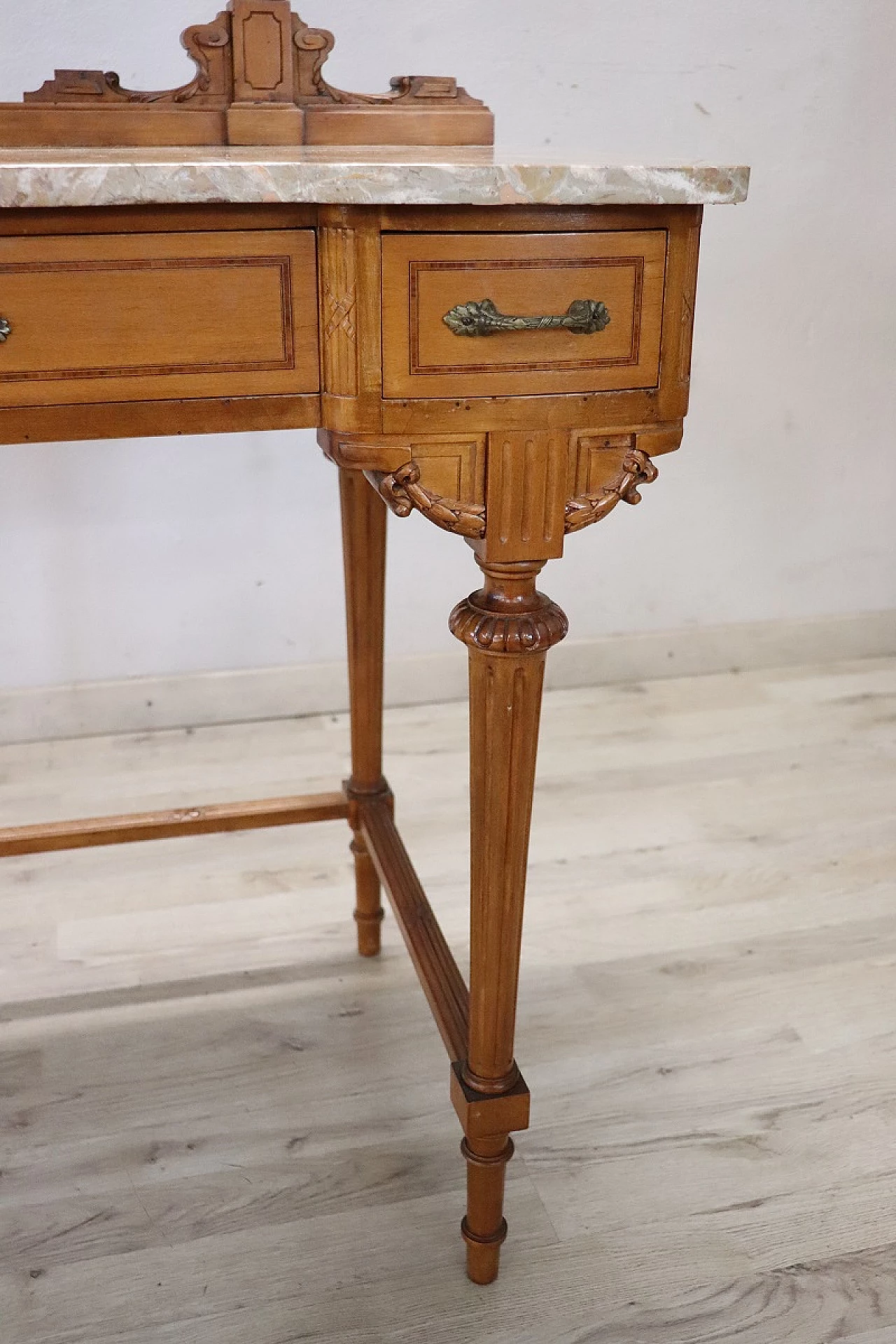 Cherry and marble vanity table with stool, early 20th century 7