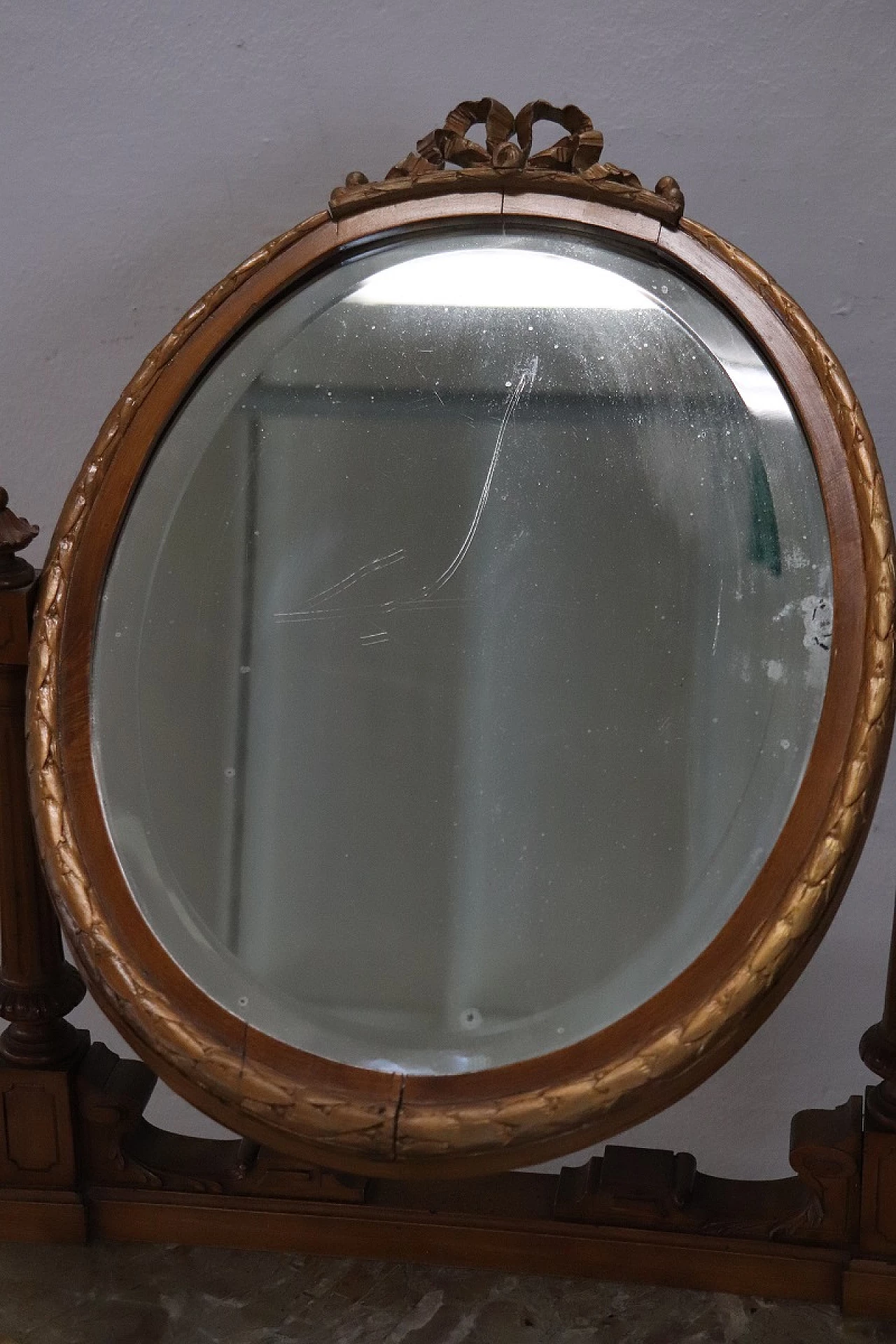 Cherry and marble vanity table with stool, early 20th century 9