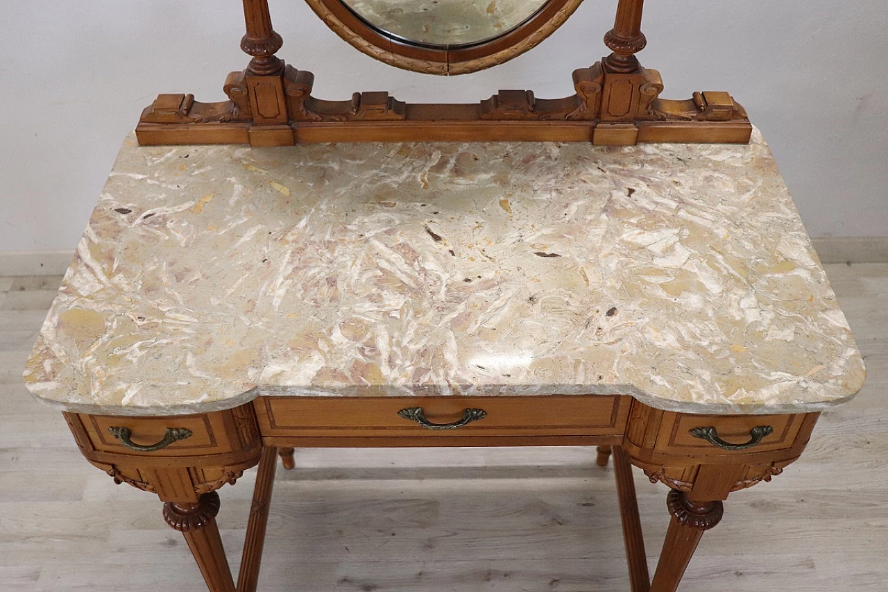 Cherry and marble vanity table with stool, early 20th century 12